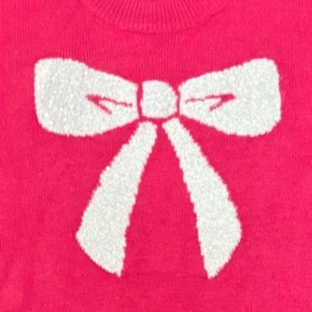 CeCe Hot Pink Bow Knit‎ Sweater Women's Small, Acrylic Blend NWT Valentine's Day - Picture 6 of 9